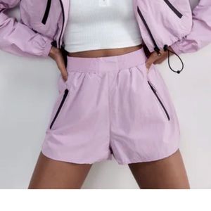 Zara Nylon Shorts in Lilac